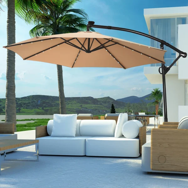 Faabricatt Patio Offset Umbrella Solar Powered LED
